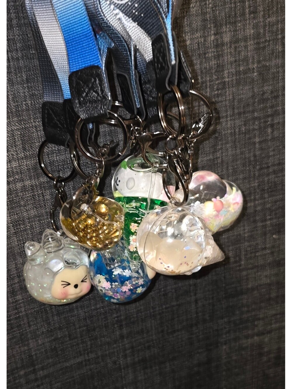 3 RandoM Charm Keychain Set with Blue Gradient Lanyards - Picture 9 of 11